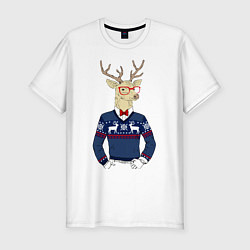 Мужская slim-футболка Hipster Deer