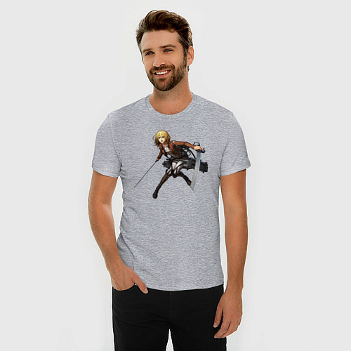Мужская slim-футболка Хистория Атака Титанов / Меланж – фото 3