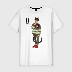 Футболка slim-fit BTS Cat, цвет: белый