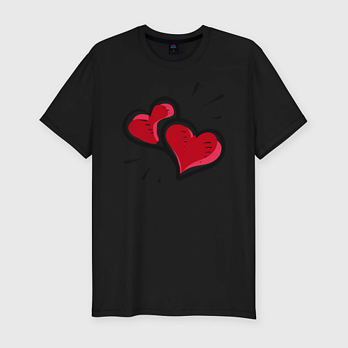 Мужская slim-футболка Hearts / Черный – фото 1