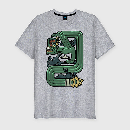 Мужская slim-футболка CS:GO - Огненный змей АК-47 / Меланж – фото 1
