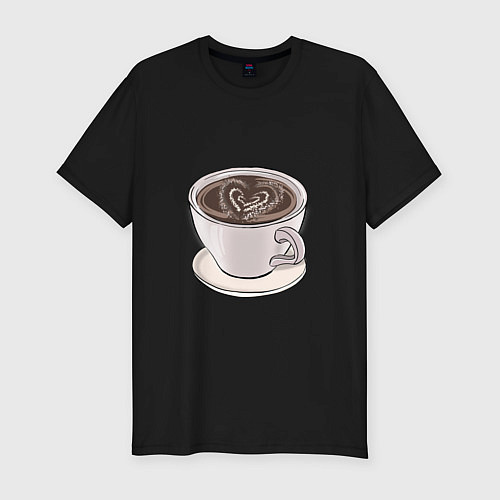Мужская slim-футболка Кружка кофе / Черный – фото 1