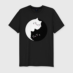 Мужская slim-футболка Yin and Yang cats