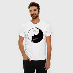 Футболка slim-fit Yin and Yang cats, цвет: белый — фото 2