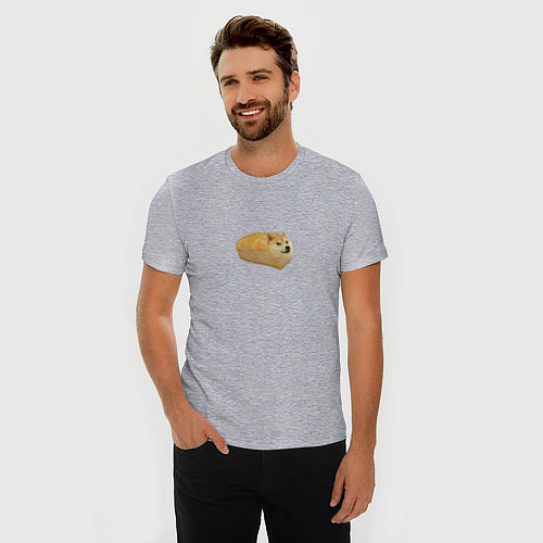 Мужская slim-футболка Doge Bread / Меланж – фото 3