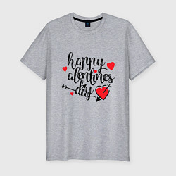 Футболка slim-fit Happy Valentines Day, цвет: меланж