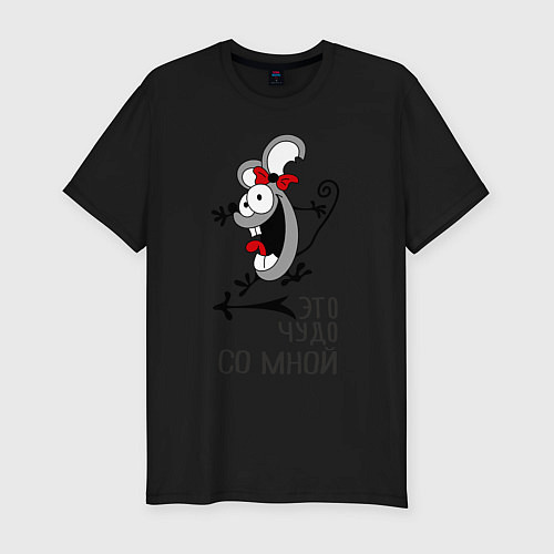 Мужская slim-футболка Крэзи / Черный – фото 1