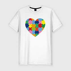Мужская slim-футболка Сердце-пазл