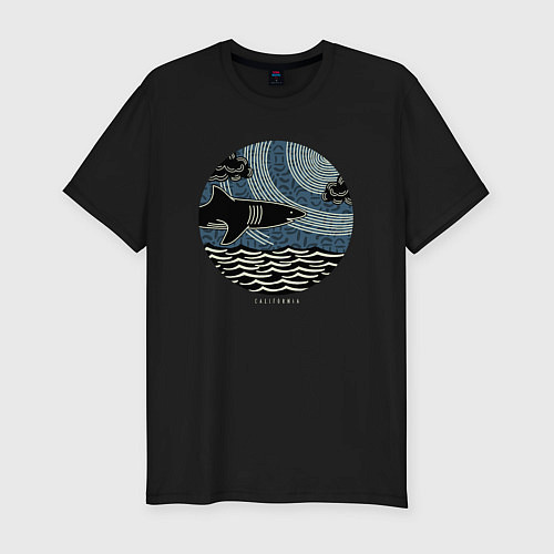 Мужская slim-футболка Акула / Черный – фото 1