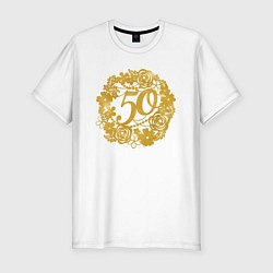 Футболка slim-fit 50 лет, цвет: белый