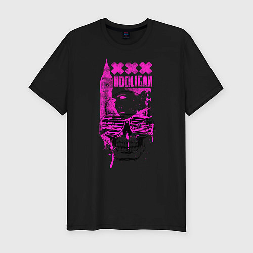 Мужская slim-футболка Skull Hooligan / Черный – фото 1