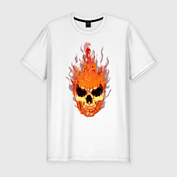 Футболка slim-fit Fire flame skull, цвет: белый