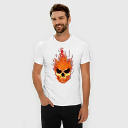 Футболка slim-fit Fire flame skull, цвет: белый — фото 2