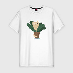 Мужская slim-футболка Кот в горшке