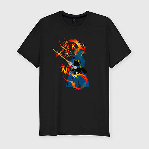 Мужская slim-футболка Война драконов / Черный – фото 1