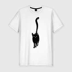 Мужская slim-футболка Черный кот тушью