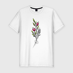 Футболка slim-fit Graphic flower, цвет: белый