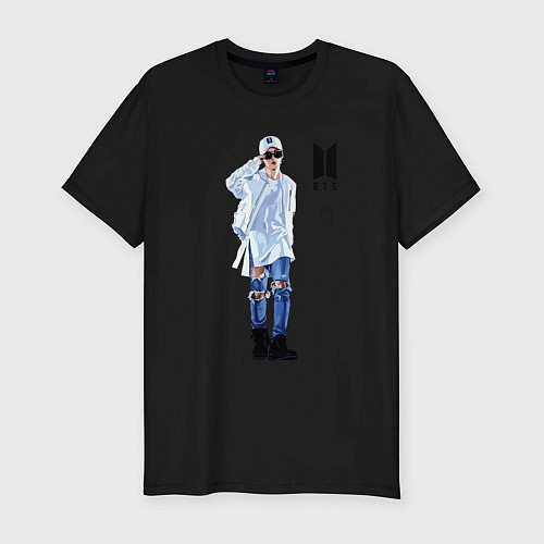 Мужская slim-футболка BTS / Черный – фото 1