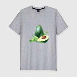 Мужская slim-футболка Акварельное авокадо