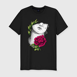 Мужская slim-футболка Head of david in flowers