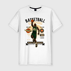 Мужская slim-футболка Чемпионы по баскетболу