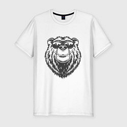 Мужская slim-футболка Русский медведь в очках