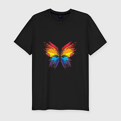 Мужская slim-футболка Бабочка краской