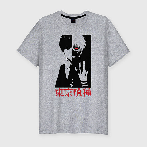 Мужская slim-футболка Токийский гуль двуликий / Меланж – фото 1