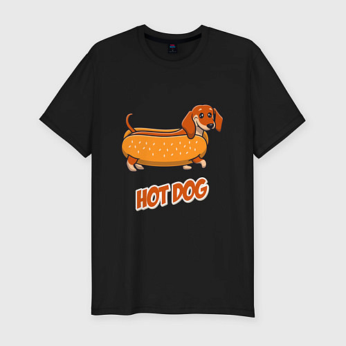 Мужская slim-футболка Hot Dog / Черный – фото 1