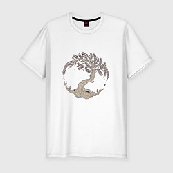 Мужская slim-футболка Древо жизни Иггдрасиль