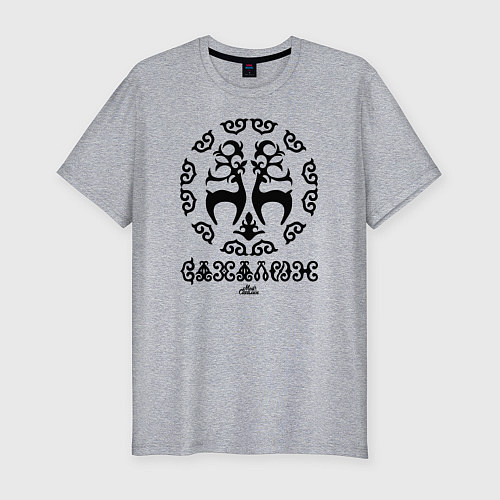 Мужская slim-футболка Сахалин этнический / Меланж – фото 1