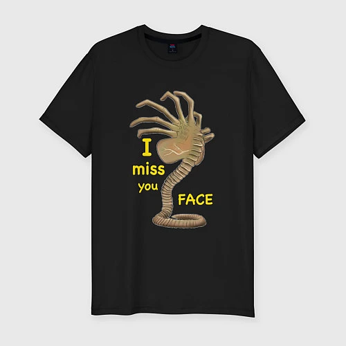 Мужская slim-футболка I miss you face / Черный – фото 1