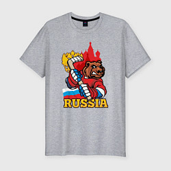 Футболка slim-fit Хоккей Россия, цвет: меланж