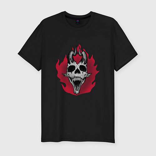 Мужская slim-футболка Skull devil / Черный – фото 1
