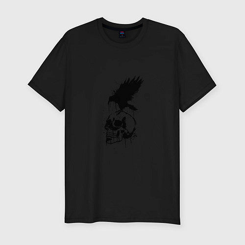 Мужская slim-футболка Skull crow / Черный – фото 1