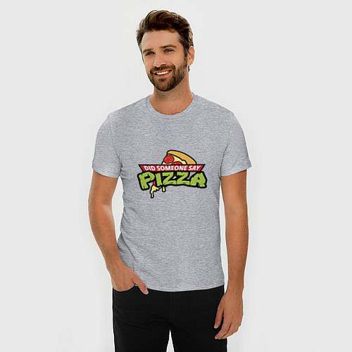 Мужская slim-футболка Say Pizza / Меланж – фото 3