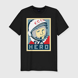 Футболка slim-fit Юрий Гагарин - HERO, цвет: черный