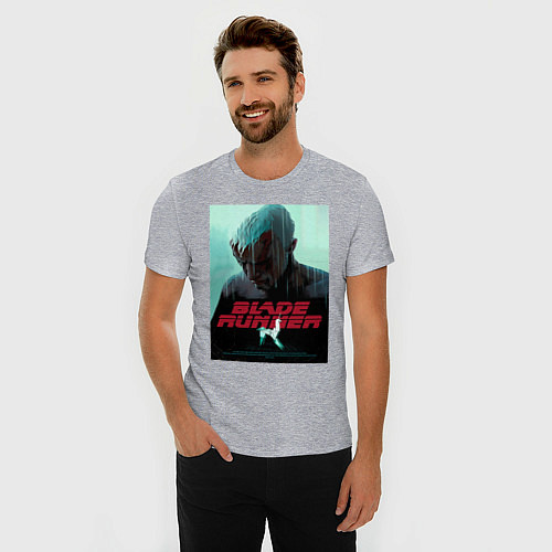 Мужская slim-футболка Слезы в дожде Blade Runner / Меланж – фото 3