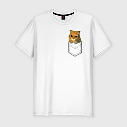 Мужская slim-футболка Шрек: Кот в кармане