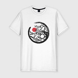 Мужская slim-футболка Инь и Янь пейзаж в стиле Энсо