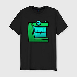 Футболка slim-fit Geometry Dash Green cube Z, цвет: черный