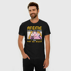 Футболка slim-fit Anime makes me happy, цвет: черный — фото 2