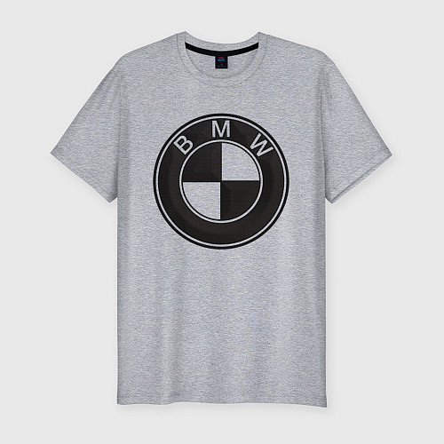 Мужская slim-футболка BMW LOGO CARBON / Меланж – фото 1