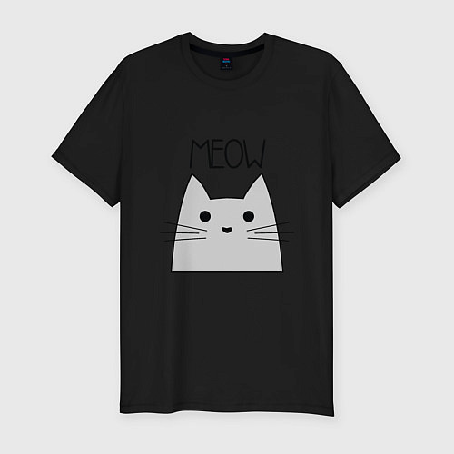 Мужская slim-футболка Котик - Мяу / Черный – фото 1