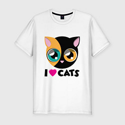 Футболка slim-fit I Love Cats, цвет: белый