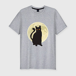 Футболка slim-fit Moon Cat, цвет: меланж