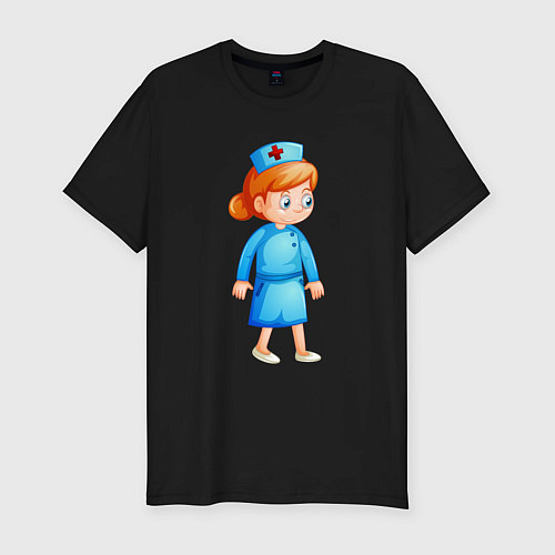 Мужская slim-футболка Медсестра Medic Z / Черный – фото 1