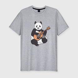 Мужская slim-футболка Панда гитарист Panda Guitar