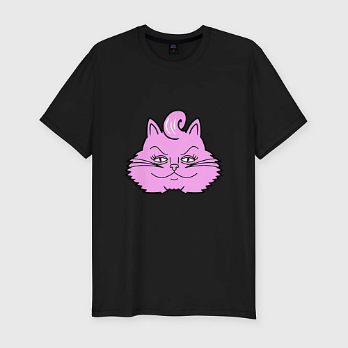 Мужская slim-футболка Pink Cat / Черный – фото 1