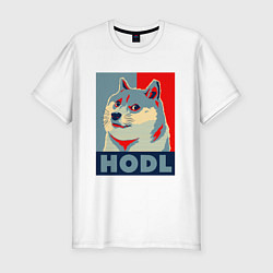 Футболка slim-fit HODL ХОДЛ КРИПТО МЕМ, цвет: белый